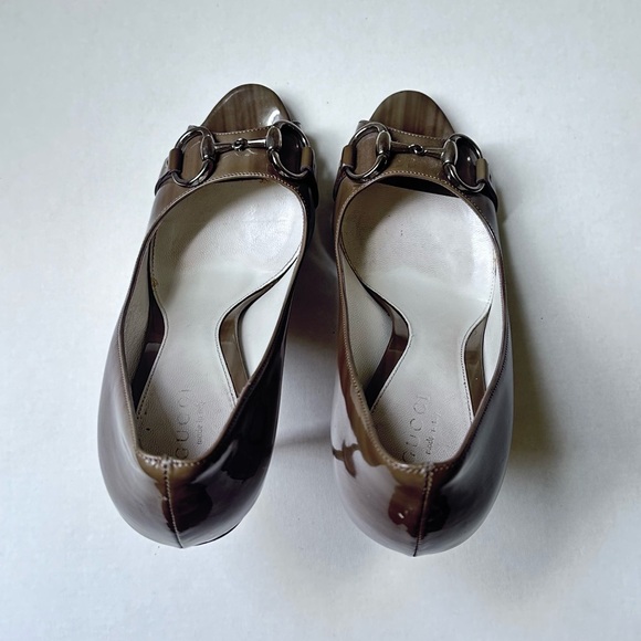 GUCCI Gray Patent Leather HighHeels Size 7 Authentic Luxury Designer Shoes Heels - Picture 5 of 11